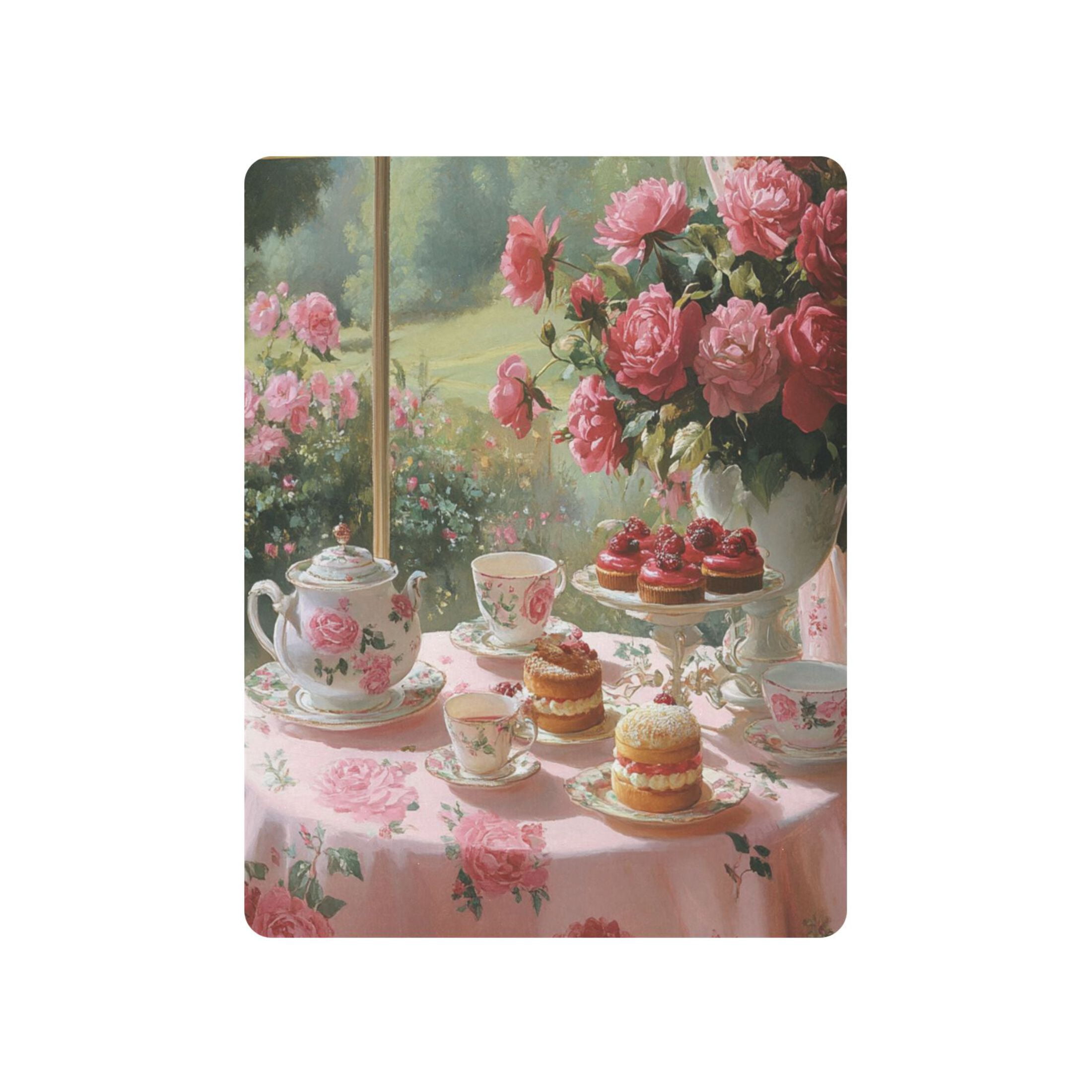 KUANGWANG Ultra Soft Fitted Microfiber Crib Sheets for Newborn Baby Boys Girls Tea Set with Roses Design Cute Pattern