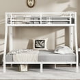thumbnail image 2 of Bellemave Metal Bunk Beds Twin over Full Bunk Bed for Teens, Kids Space-saving Bunk Bed Frame with 2 Ladders and Full-Length Guardrails, No Box Spring Needed, Off White, 2 of 9
