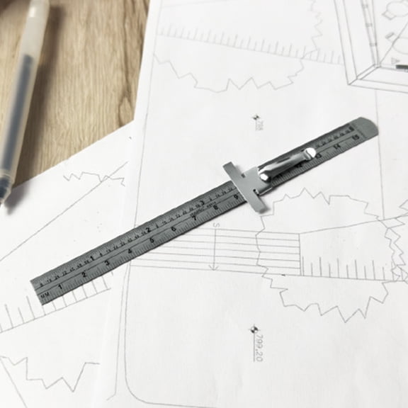 Masteelf  Measure Tool Straight Ruler with Clip Inches and Centimeters Sewing Office