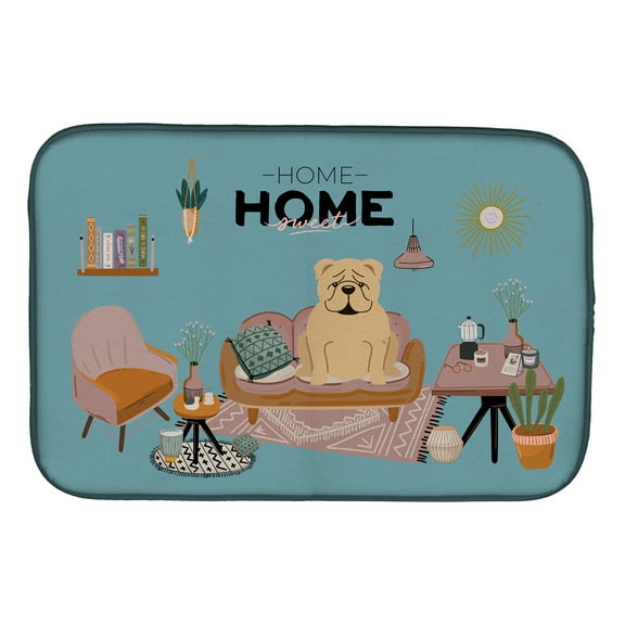 Fawn English Bulldog Sweet Home Dish Drying Mat