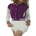 thumbnail image 1 of Women Varsity Baseball Long Sleeves Jacket Casual Jerseys Uniform Bomber Track Jacket, 1 of 6