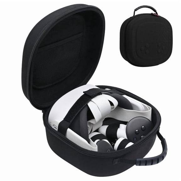 Hard Carrying Case for Meta Quest 3S/Quest 3/Quest 2, VR Gaming Headset and Touch Controllers Travel Case, Waterproof Shockproof Portable Bag with Mesh Pocket for Meta Accessories