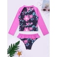 thumbnail image 4 of HULIJA Kids Girls Mermaid Tankini Rash Guard Fish Scales Swimsuit Coral Navy 4, 4 of 7