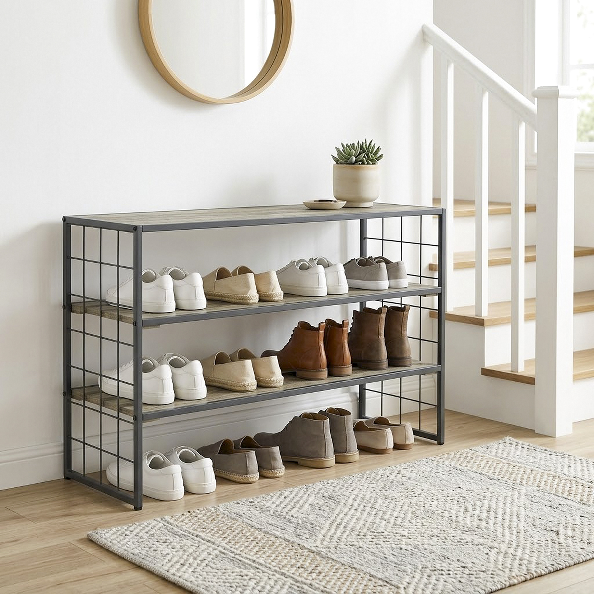 Better Homes & Gardens Farmhouse 3-Tier Shoe Rack, Gray photo 7
