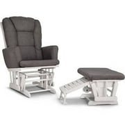 Graco Sterling Semi-Upholstered Glider and Nursing Ottoman White with Gray Cushions