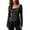 A-Black20, variant on Womens Tees Square Neck Lettuce Hem Flare Long Sleeve Slub Slim Tops Trendy Casual Fitted Shirts