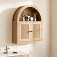 thumbnail image 2 of Arched Bathroom Storage Cabinet, Medicine Cabinet with Fluted Doors & Adjustable Shelf, Over The Toilet Wall Cabinet for Bathroom, Kitchen, Entryway, Laundry, Oak, 2 of 5