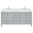 thumbnail image 2 of Ariel Cambridge 72 Inch Double Oval Sink Bathroom Vanity With Carrara White Quartz Countertop 1.5 Edge In Grey, 2 of 10