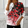 thumbnail image 2 of Christmas Clothes for Women 1/4 Zip Pullover Graphic Crewneck Sweatshirt Snowflakes Xmas Holiday Tops Loose (S, Red), 2 of 5