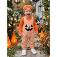 thumbnail image 6 of RUINIXCW Halloween Baby Boy Clothes, Long Sleeve Romper with Plaid Embroidery Overalls and Hat, 6 of 9