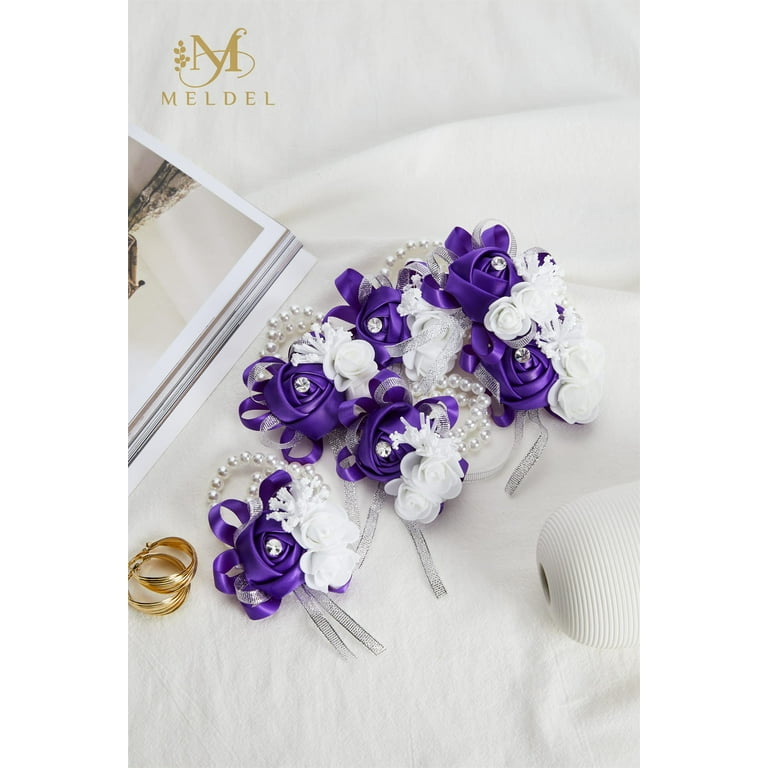 Classic White Open Heart with Purple Corsage Classic White Open Heart with Purple Corsage