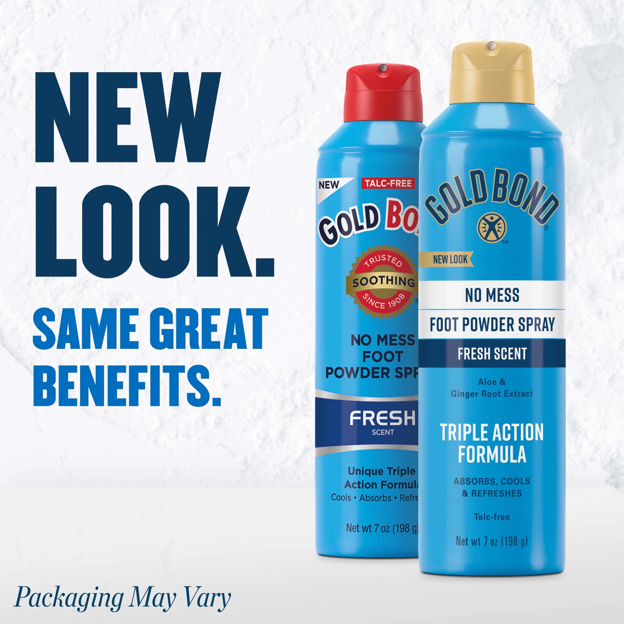 (4 pack) Gold Bond No Mess Talc-Free Foot Powder Spray, 7 oz., Fresh Scent, With a Triple Action Formula