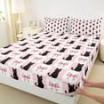 thumbnail image 3 of Manfei Kawaii Black Cat Twin Sheet Sets for Teen, Girly Pink Buffalo Twin Fitted Sheet, Cartoon Bowknot Christmas Flat Sheet, Lightweight Room Decor, 3pcs, 3 of 7