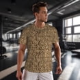 thumbnail image 3 of Wukai Leopard Print Brown Print Men's Short-Sleeved Mesh T-Shirt,Quick-Dry Short Sleeve Workout T-Shirt-Small, 3 of 8