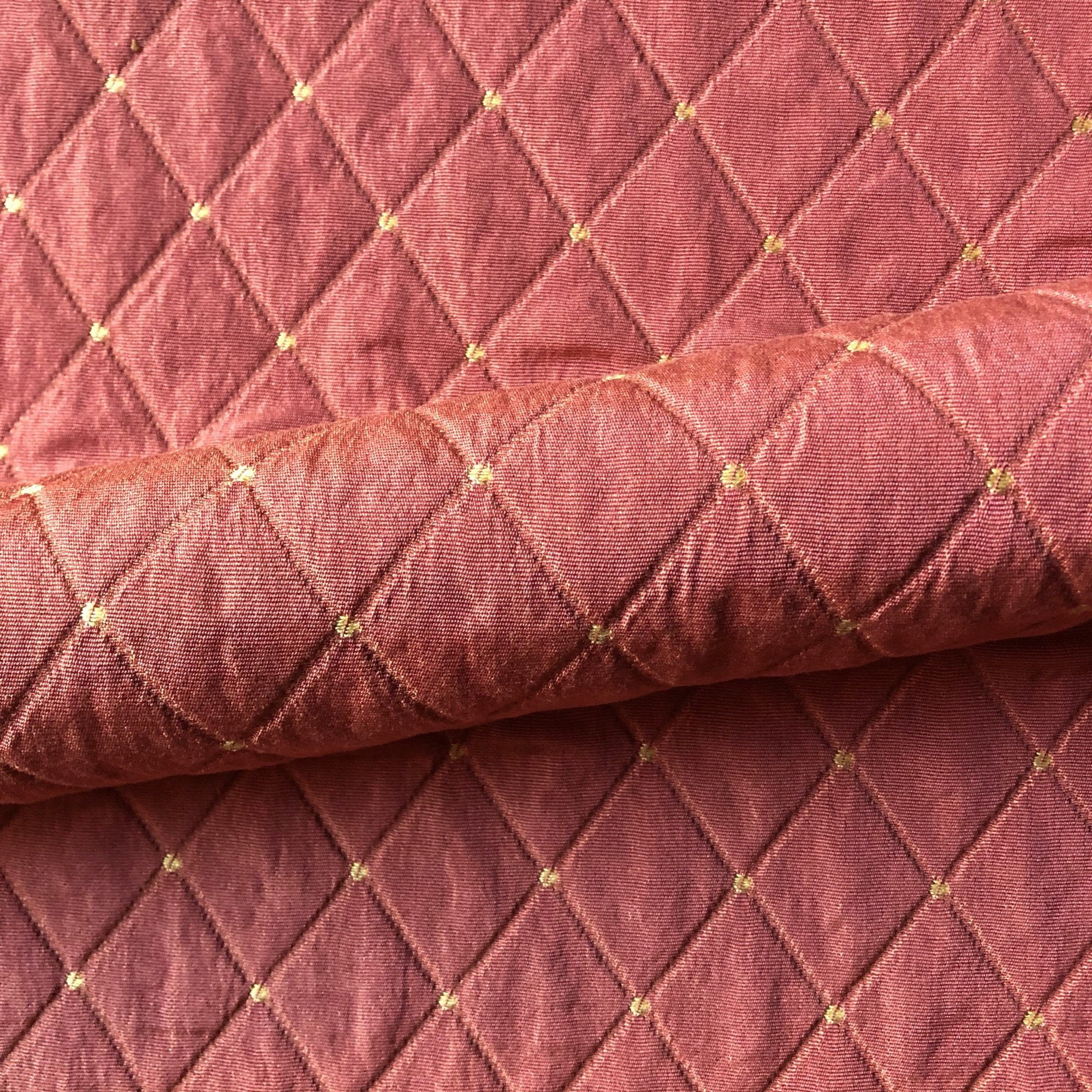 Blush Red Diamond Quilted Jacquard Upholstery Fabric 54" by the Yard
