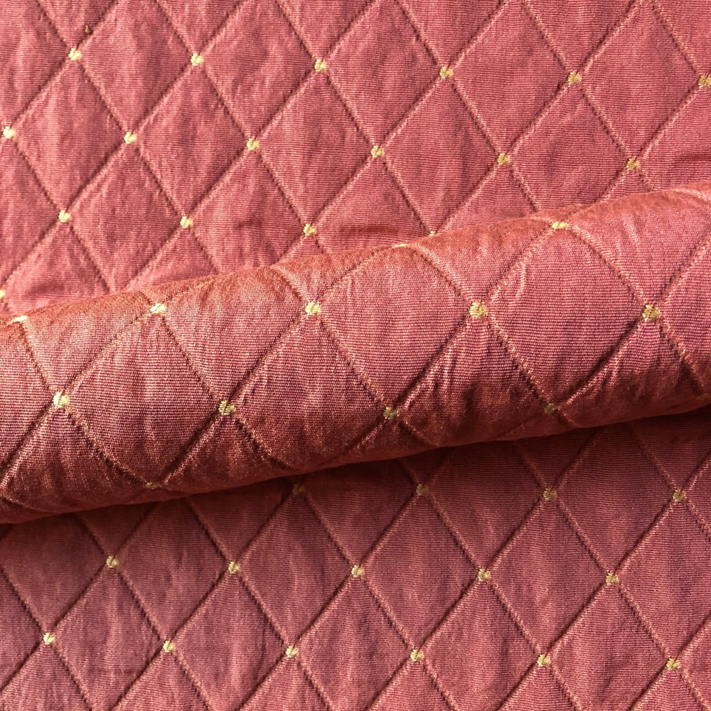 Blush Red Diamond Quilted Jacquard Upholstery Fabric 54" by the Yard