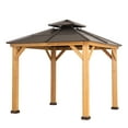 thumbnail image 4 of Sunjoy Missouri Collection 8 ft. x 8 ft. Cedar Framed Gazebo with Brown Steel 2-tier Hip Roof Hardtop, 4 of 7