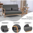thumbnail image 3 of Leisure Chair with Solid Wood Armrest and Feet, Mid-Century Modern Accent Sofa, for Living Room Bedroom Studio, 2 seat, Dark Gray, 3 of 9