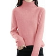 thumbnail image 3 of Pink Womens Tops Autumn New Turtleneck Sweater Ladies Loose Large Size Thick Knitted Sweater Bottom Shirt Fall Outfits for Women 2025, 3 of 5