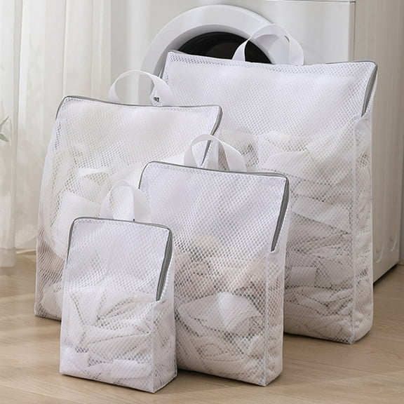 Xinyolin Mesh Washing Bag with Handle Large Capacity Foldable Zippered Underwear Clothes Mesh Laundry Bag Travel Garment Pouch