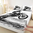thumbnail image 3 of jejeloiu Gray White Twin Sheet Sets,Racing Motor Biker Bedding For Men Women 3pcs, 3 of 7