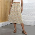 thumbnail image 4 of Difdany Women's Bohemian A-Line Elastic Waist Flowy Midi Skirt with Pockets Orange 2XL, 4 of 7