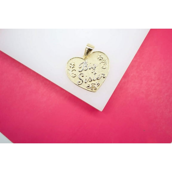 18k Gold Filled Big Sister Heart Pendant (A140)