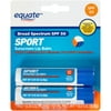 Equate Sport Suncreen Lip Balm, Broad Spectrum SPF 50, 0.15 Oz., 2 Count