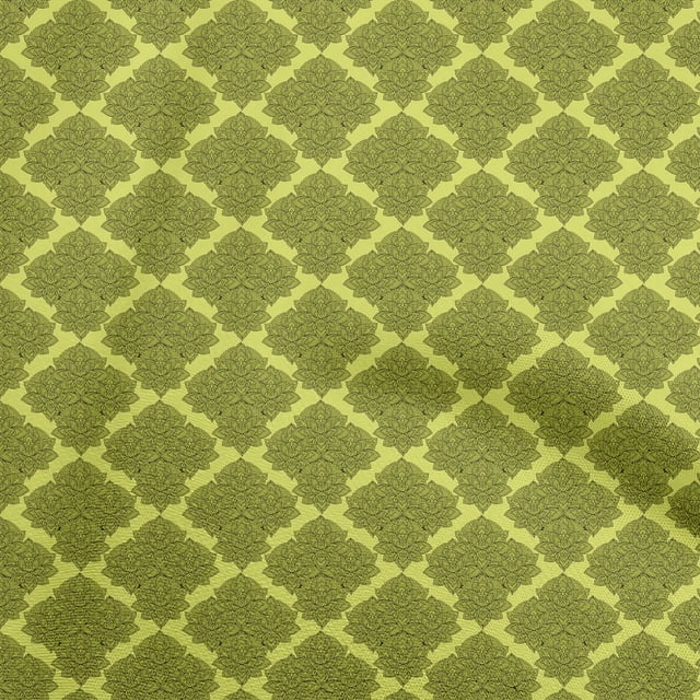 oneOone Viscose Jersey Green Fabric Asian Block Print Craft Projects Decor Fabric Printed By The Yard 60 Inch Wide