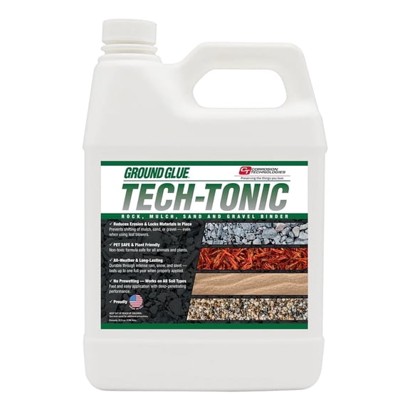Ground Glue Tech-Tonic Landscape Adhesive for Rock, Mulch, and Sand, Long-Lasting Stabilizer for Trails & Slopes, Pet-Safe binder for, Gravel, Bark & Flower Beds, 32oz
