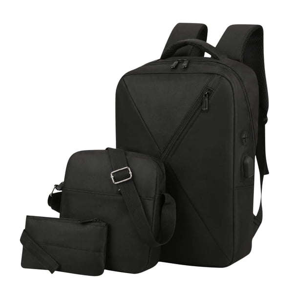Yhmxh Conjunto de tres mochilas, mochila USB de gran capacidad para estudiantes, ideal para la escuela y viajes al aire libre, bolso para computadora de gran capacidad para hombres y mujeres.