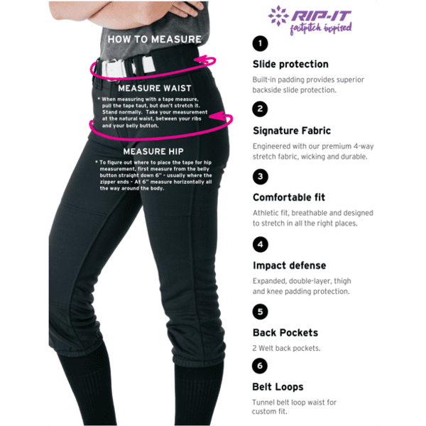 RIP-IT Women's 4-Way Stretch Softball Pants PRO
