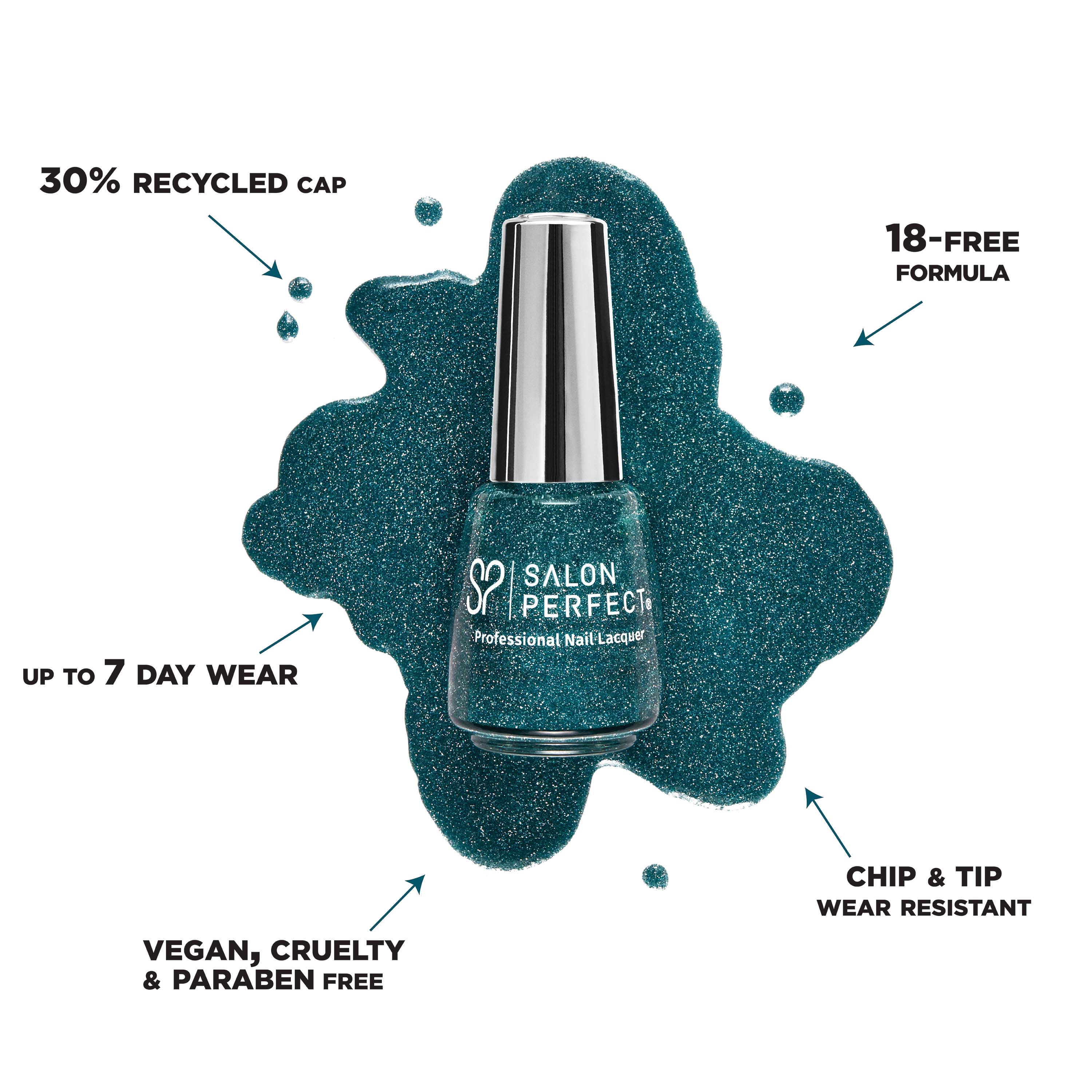 Salon Perfect Flash Nail Polish, 374 Flashdance, Blue Glitter, 0.5 fl oz