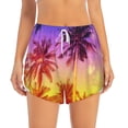 thumbnail image 2 of Vsdgher Palm Trees at Sunset Print Women's Running Double Layer Shorts High Waisted with Pockets Elastic Yoga Workout Athletic Gym Sports, 2 of 8