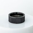 thumbnail image 5 of Black Pipe Cut Mens Tungsten Ring, Spike Texture Tungsten Carbide Ring JATN608Ns12.5, 5 of 6