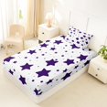 thumbnail image 2 of Manfei Cute Stars Twin Fitted Sheet,Kawaii Cartoon Themed Bedding,Dark Purple,2pcs, 2 of 6