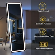 Full Length Mirror with LED Lights Rectangle 60*16 Full Body Floor Mirror with Stand Wall Mounted