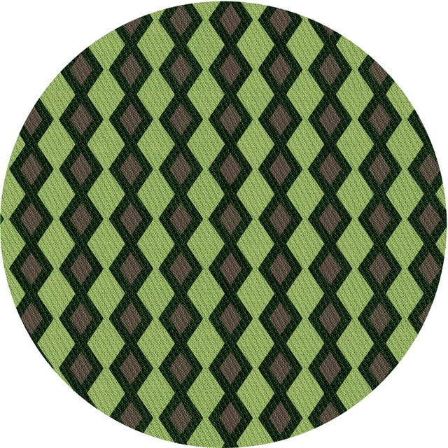 Ahgly Company Tapis d'Intérieur Rond Lavable en Machine Vert Forêt Foncé Transitionnel, 3 Pieds Rond