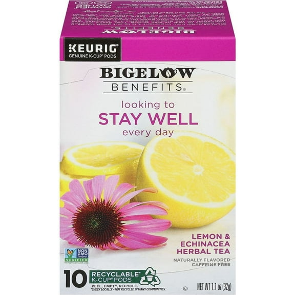 Bigelow Benefits Lemon & Echinacea Herbal Tea Single Serve K Cups - 10 ct (Pack of 1)