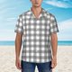 thumbnail image 2 of Balery Gray Checkboard Camisas hawaianas de manga corta para hombre, camisas playeras de corte holgado, camisas de vacaciones con botones,Small, 2 of 7