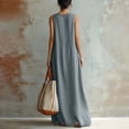 thumbnail image 4 of YuXingFu Womens Cotton Summer Dresses Casual Maxi V-Neck Plus Size Womens Dress Sleeveless with Pocket Long Casual Summer White XL, 4 of 9