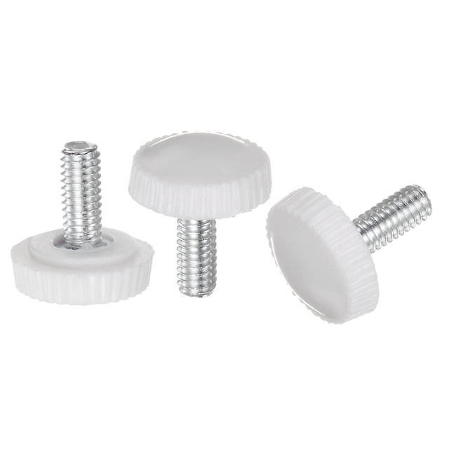 Unique Bargains 30 Packs M4 x 10mm Filetage Mâle Moleté Boutons Pouce Vis Boutons de Serrage Poignée Blanc