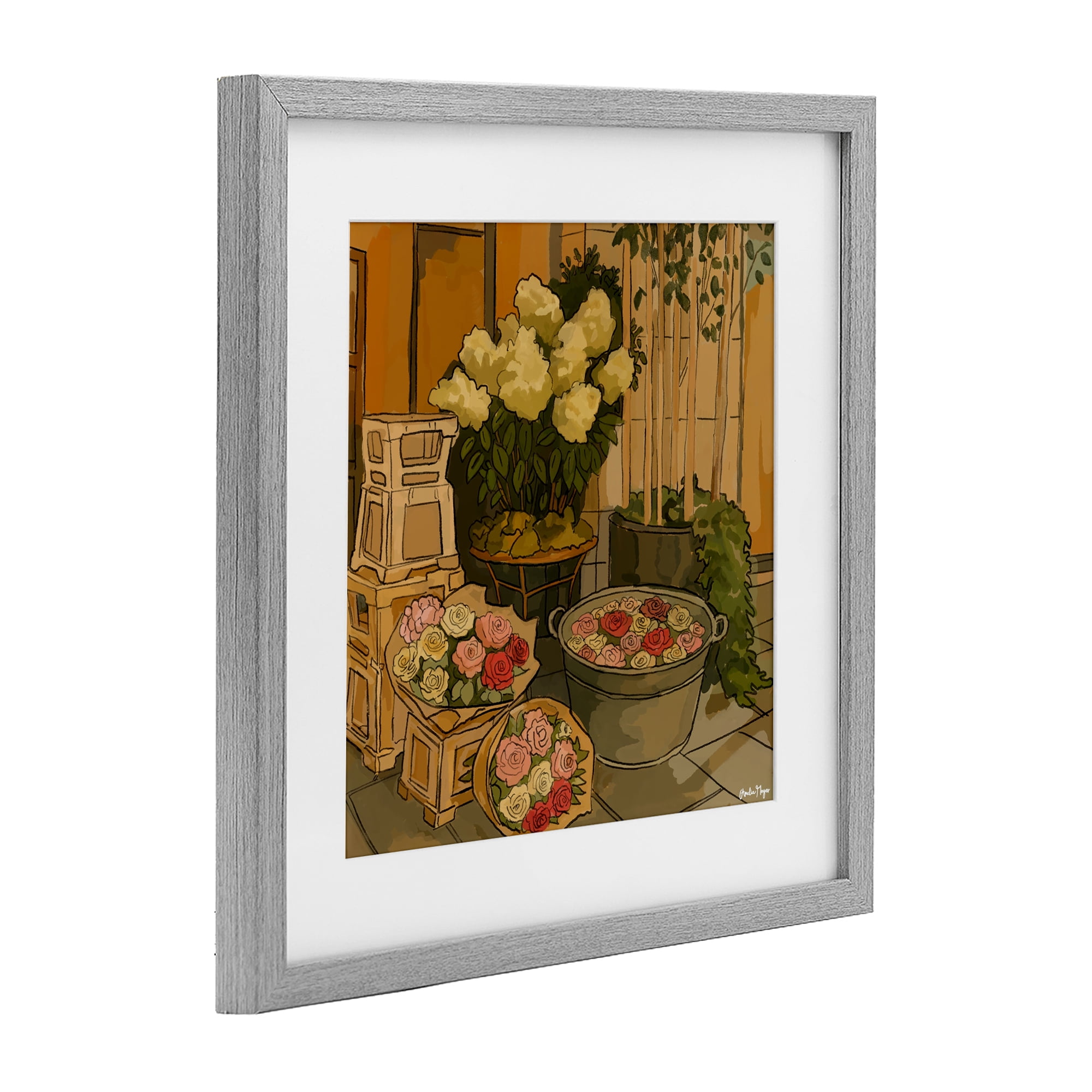 Stupell Industries London Town Flowers Gray Framed Print Under Glass, design by Amelia Noyes