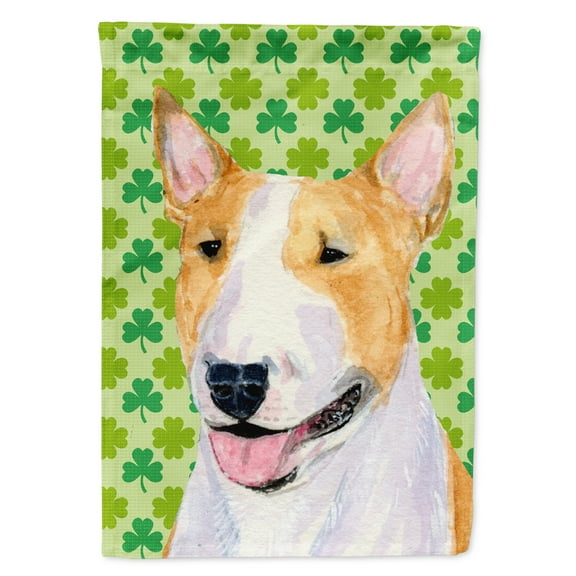 Carolines Treasures SS4427-FLAG-PARENT Bull Terrier St. Patricks Day Shamrock Portrait Flag  multicolor
