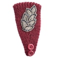 thumbnail image 3 of Crochet Headbands Winter Leaves Pattern with Rhinestones Elastic Head Protector Wide Warm Chunky Hair Accessories for Girls Purplish red, 3 of 8
