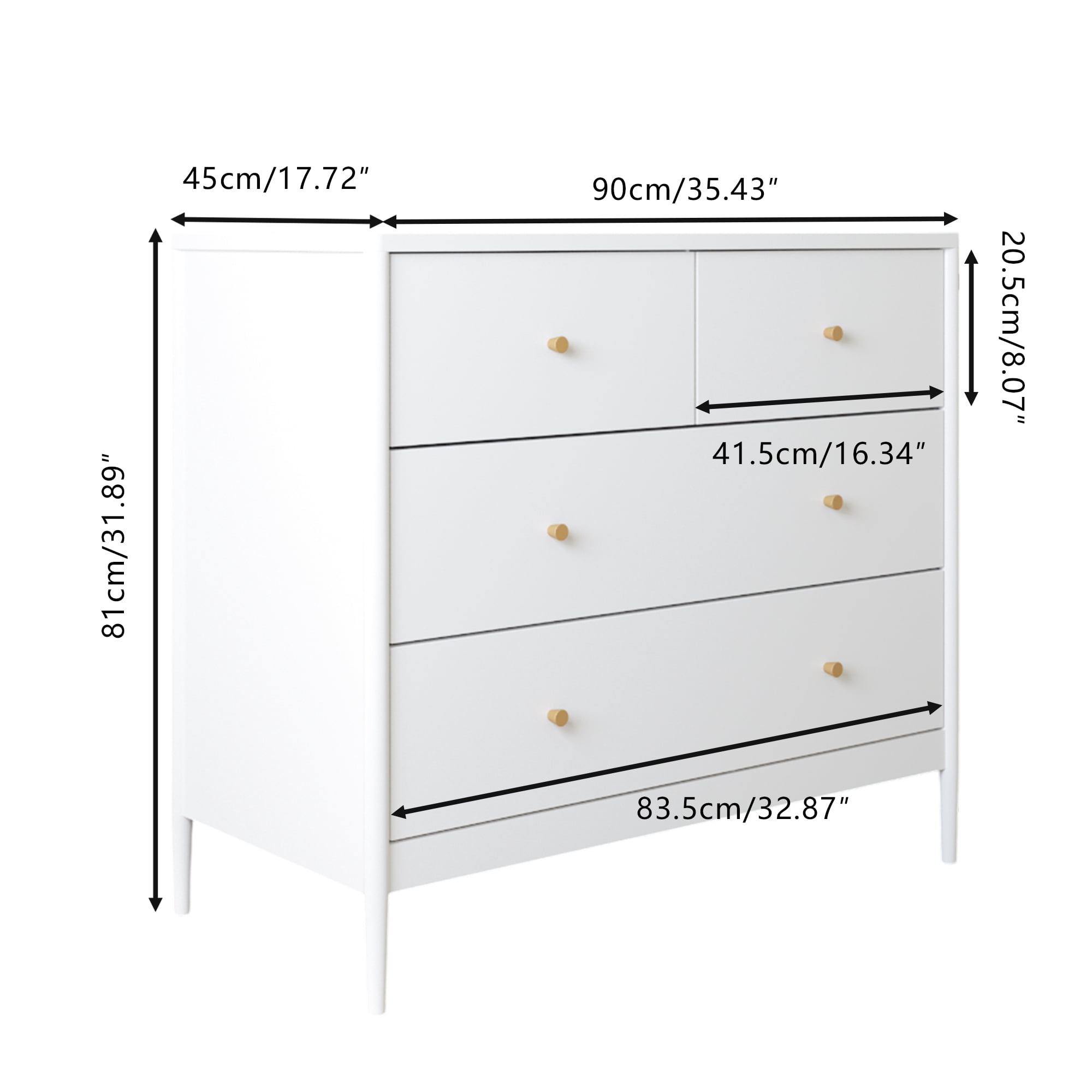 Aukfa 4 Drawer Dresser for Bedroom, Wooden Chest of Drawers Storage Cabinet,White
