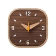 thumbnail image 1 of Reloj de mesa analógico pequeño de madera, cuadrado, silencioso, sin , para mesita de noche, 13,4 x 13,4 x 2,5 cm, para usos múltiples, 1 of 8