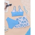 thumbnail image 4 of Hansber Kids Girls 3Pcs Rash Guard Tropical Print Cover Up Swimsuit Swim Tank Top and Brief Set Bathing Suit Dusty Blue 14Y, 4 of 5