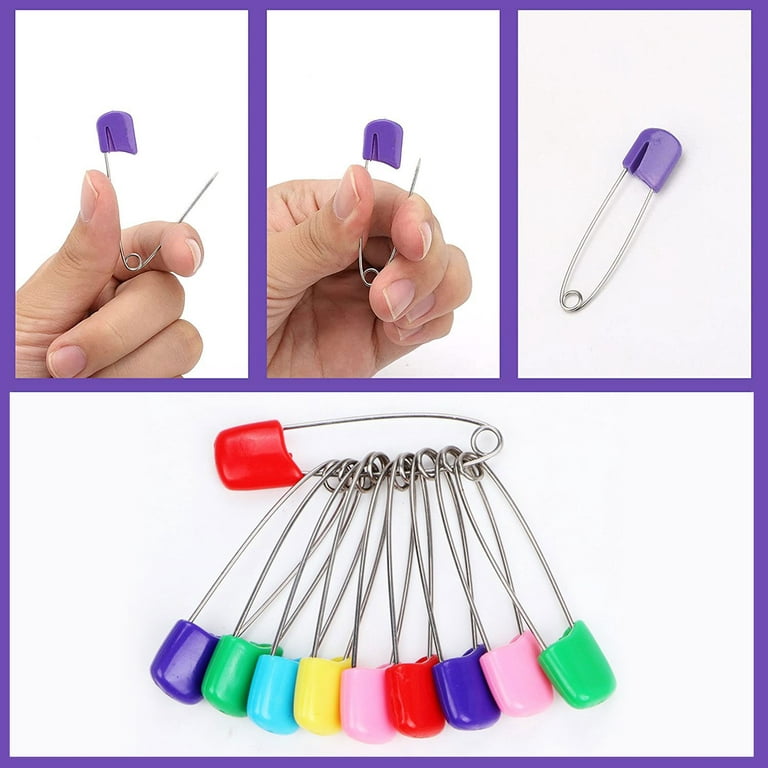 Quality Nappy Pins Baby Safety Snap Lock Metal Cap Diaper Pins in 3 Colours  