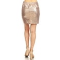 thumbnail image 4 of Hot Womens Short Ruched Tulip Hem Body Con Sequin Club Pencil Mini Skirt, 4 of 6